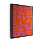 Mid Century Modern Piquet Abstract Geometric Multi Pattern in Hot Pink and Red-Orange Framed Canvas Print Gallery Image 2