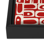 Mid Century Modern Piquet Abstract Geometric Multi Pattern in Retro Red and Cream Framed Canvas Print Gallery Image 3