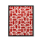 Mid Century Modern Piquet Abstract Geometric Multi Pattern in Retro Red and Cream Framed Canvas Print Gallery Image 8