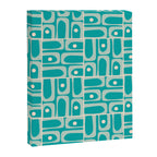 Mid Century Modern Piquet Abstract Geometric Multi Tiled Pattern in Aqua Teal and Cream Canvas Print Gallery Image 8