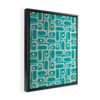 Mid Century Modern Piquet Abstract Geometric Multi Tiled Pattern in Aqua Teal and Cream Framed Canvas Print Gallery Image 2