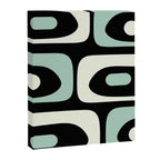 Mid Century Modern Piquet Abstract Minimalist Pattern in Black and Mint Canvas Print Gallery Image 8