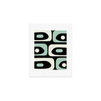 Mid Century Modern Piquet Abstract Minimalist Pattern in Black and Mint Art Print Gallery Image 1