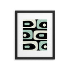 Mid Century Modern Piquet Abstract Minimalist Pattern in Black and Mint Framed Art Print Gallery Image 6