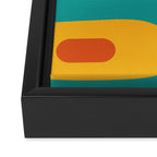 Mid Century Modern Piquet Abstract Minimalist Pattern Orange Yellow Teal Framed Canvas Print Gallery Image 3