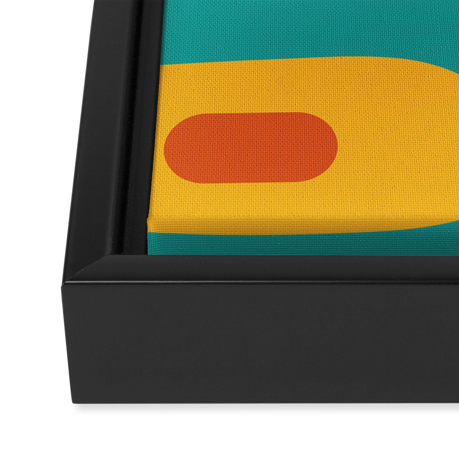 Mid Century Modern Piquet Abstract Minimalist Pattern Orange Yellow Teal Framed Canvas Print Gallery Image 3