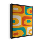 Mid Century Modern Piquet Abstract Minimalist Pattern Orange Yellow Teal Framed Canvas Print Gallery Image 2