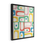 Mid Century Modern Piquet Abstract Multi Cheerful Contemporary Colorful Pattern Framed Canvas Print Gallery Image 2