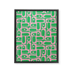 Mid Century Modern Piquet Abstract Multi Geo Pattern in Spring Green and Pink Framed Canvas Print Gallery Image 8