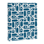 Mid Century Modern Piquet Abstract Multi Geometric Blue and White Pattern Canvas Print Gallery Image 8