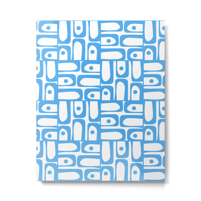 Mid Century Modern Piquet Abstract Multi Geometric Pattern Blue and White  Metal Print Gallery Image 1