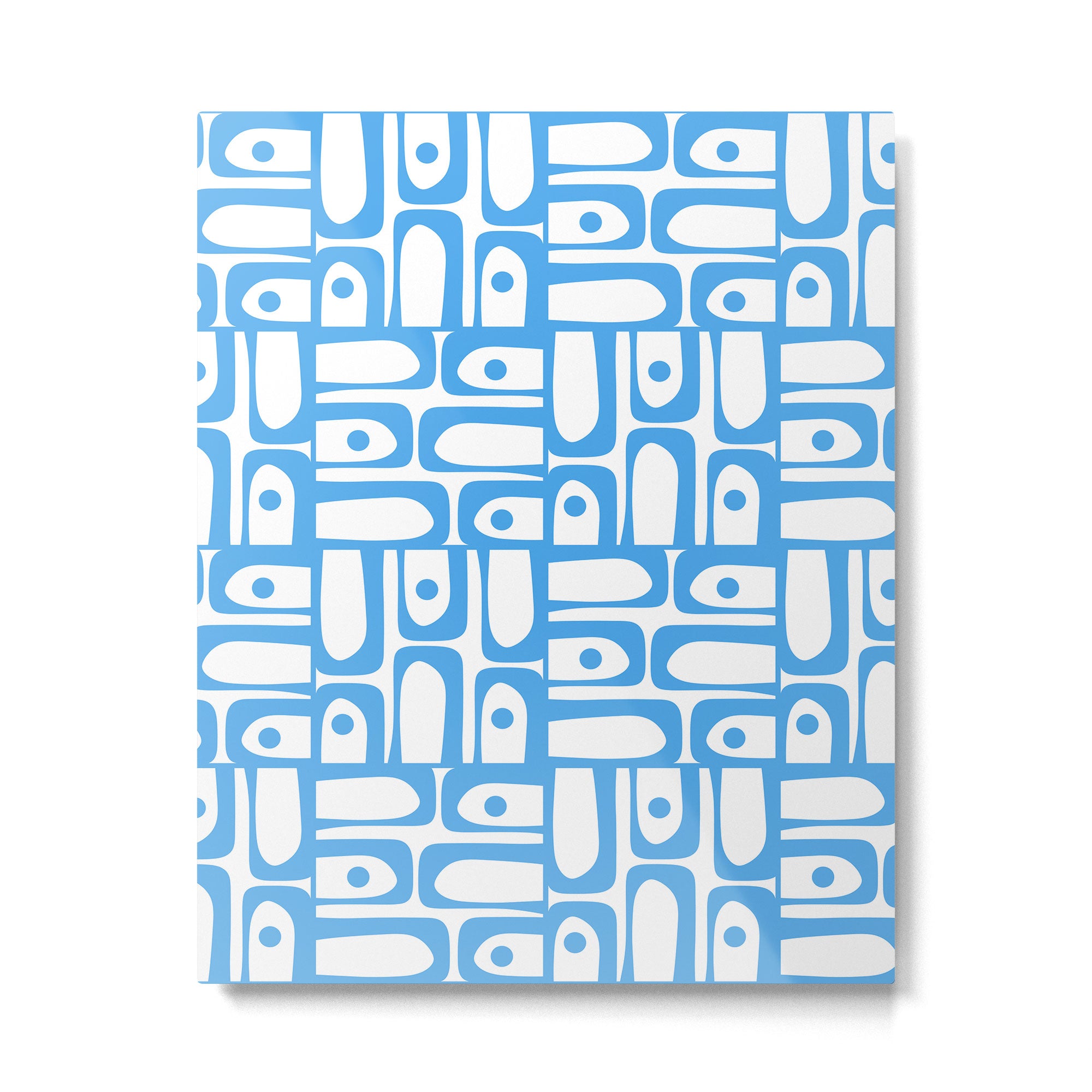 Mid Century Modern Piquet Abstract Multi Geometric Pattern Blue and White  Metal Print Gallery Image 6