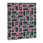 Mid Century Modern Piquet Abstract Multi Geometric Pattern Dark Green and Retro Pink Canvas Print Gallery Image 8