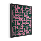 Mid Century Modern Piquet Abstract Multi Geometric Pattern Dark Green and Retro Pink Framed Canvas Print Gallery Image 2
