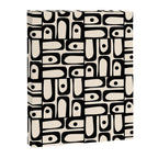 Mid Century Modern Piquet Abstract Multi Geometric Pattern in Black and Almond Cream Canvas Print Gallery Image 8
