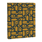 Mid Century Modern Piquet Abstract Multi Geometric Pattern in Dark Mustard and Navy Blue Canvas Print Gallery Image 8