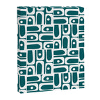 Mid Century Modern Piquet Abstract Multi Geometric Pattern in Deep Teal Marine Green-Blue and White Canvas Print Gallery Image 8