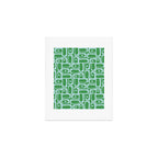 Mid Century Modern Piquet Abstract Multi Geometric Pattern in Green and Light Blue Art Print Gallery Image 1