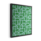 Mid Century Modern Piquet Abstract Multi Geometric Pattern in Green and Light Blue Framed Canvas Print Gallery Image 2