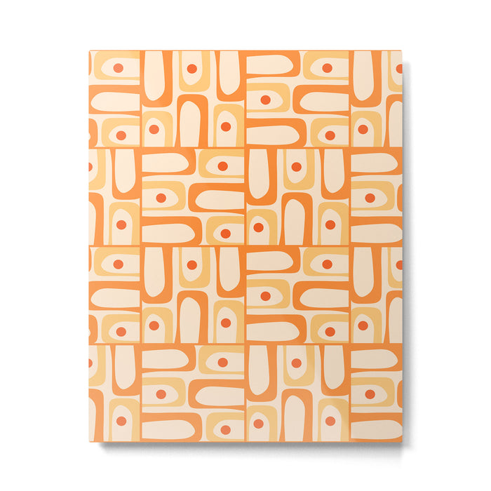 Mid Century Modern Piquet Abstract Multi Geometric Pattern in Light Tangerine Orange Tones Metal Print Gallery Image 1