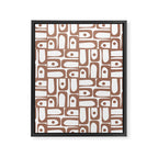 Mid Century Modern Piquet Abstract Multi Geometric Pattern in Mocha and White Framed Canvas Print Gallery Image 8