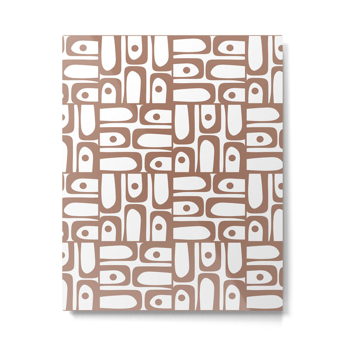 Mid Century Modern Piquet Abstract Multi Geometric Pattern in Mocha and White Metal Print Gallery Image 1