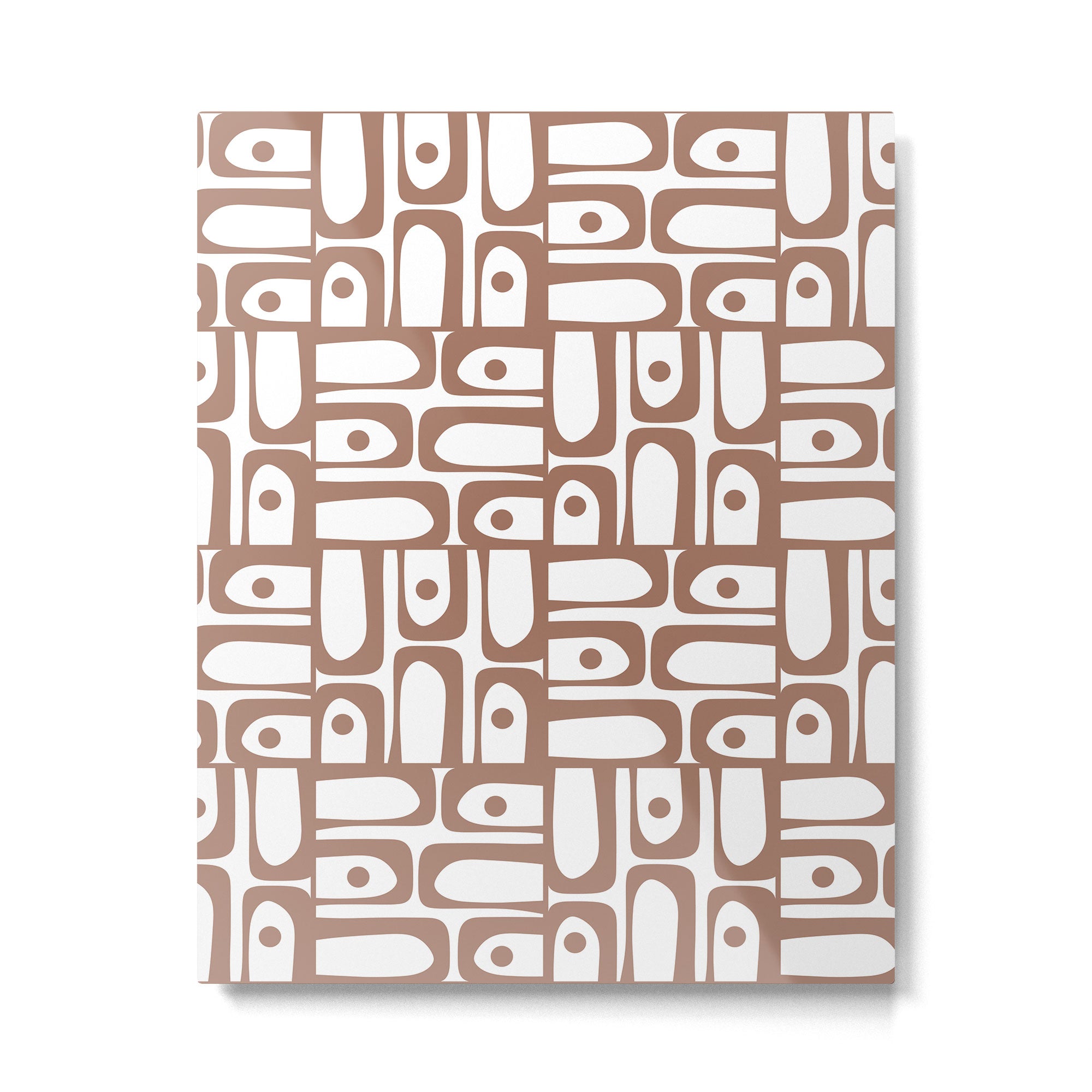 Mid Century Modern Piquet Abstract Multi Geometric Pattern in Mocha and White Metal Print Gallery Image 6