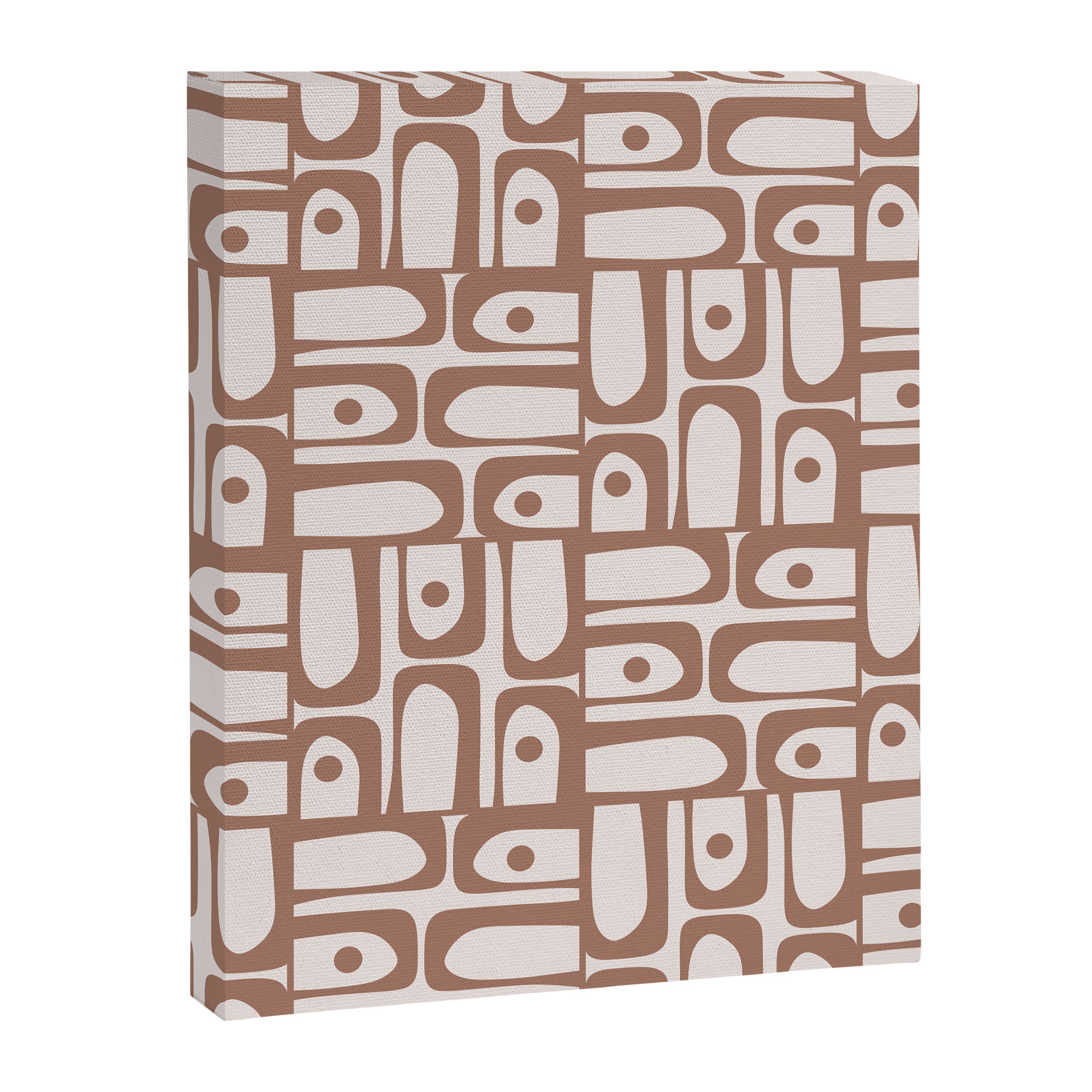 Mid Century Modern Piquet Abstract Multi Geometric Pattern in Mocha Canvas Print Gallery Image 8