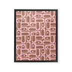 Mid Century Modern Piquet Abstract Multi Geometric Pattern in Mocha Brown and Light Pink Framed Canvas Print Gallery Image 8