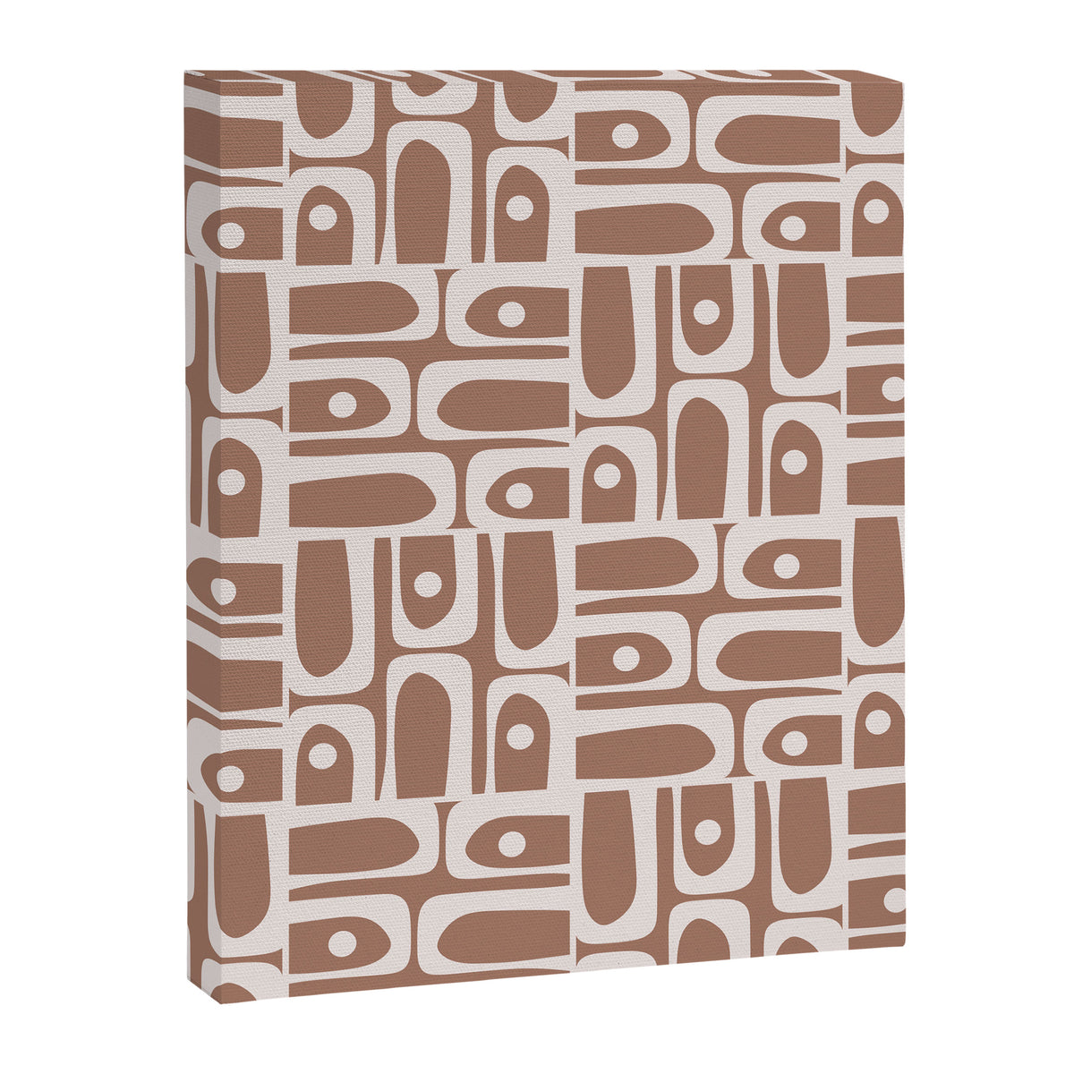 Mid Century Modern Piquet Abstract Multi Geometric Pattern in Mocha Brown Canvas Print Gallery Image 8