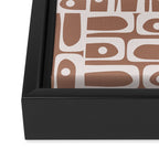 Mid Century Modern Piquet Abstract Multi Geometric Pattern in Mocha Brown Framed Canvas Print Gallery Image 3