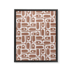 Mid Century Modern Piquet Abstract Multi Geometric Pattern in Mocha Brown Framed Canvas Print Gallery Image 8