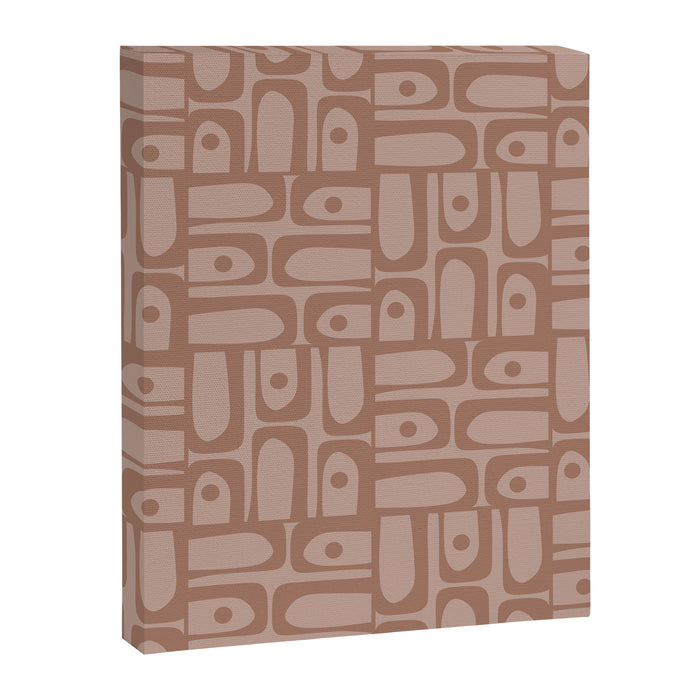 Mid Century Modern Piquet Abstract Multi Geometric Pattern in Mocha Brown Monochrome Canvas Print Gallery Image 1