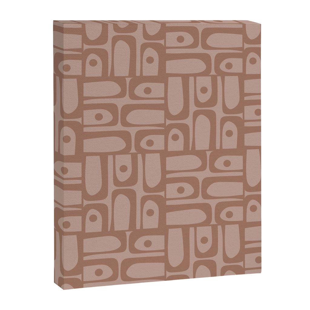 Mid Century Modern Piquet Abstract Multi Geometric Pattern in Mocha Brown Monochrome Canvas Print Gallery Image 8