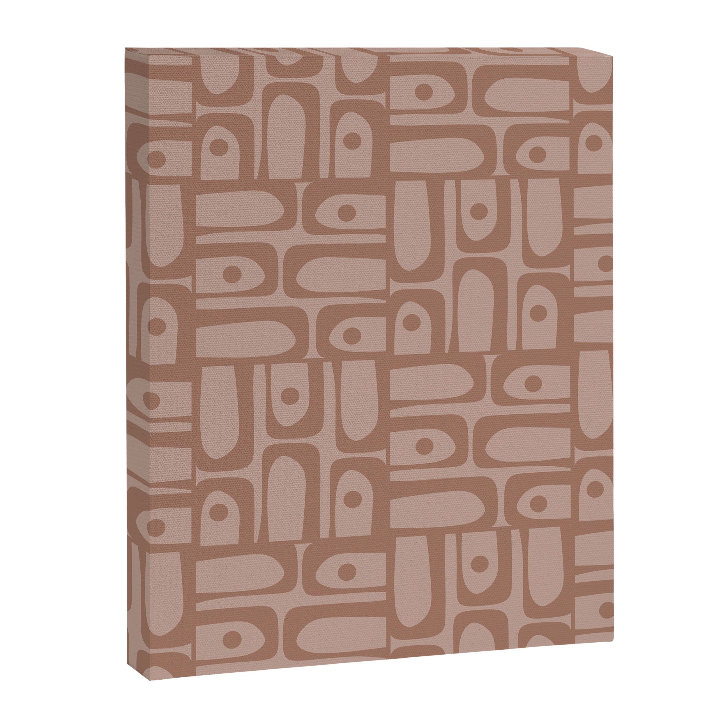 Mid Century Modern Piquet Abstract Multi Geometric Pattern in Mocha Brown Monochrome Canvas Print Gallery Image 8