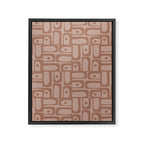 Mid Century Modern Piquet Abstract Multi Geometric Pattern in Mocha Brown Monochrome Framed Canvas Print Gallery Image 8