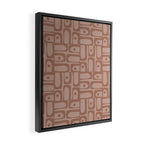 Mid Century Modern Piquet Abstract Multi Geometric Pattern in Mocha Brown Monochrome Framed Canvas Print Gallery Image 2