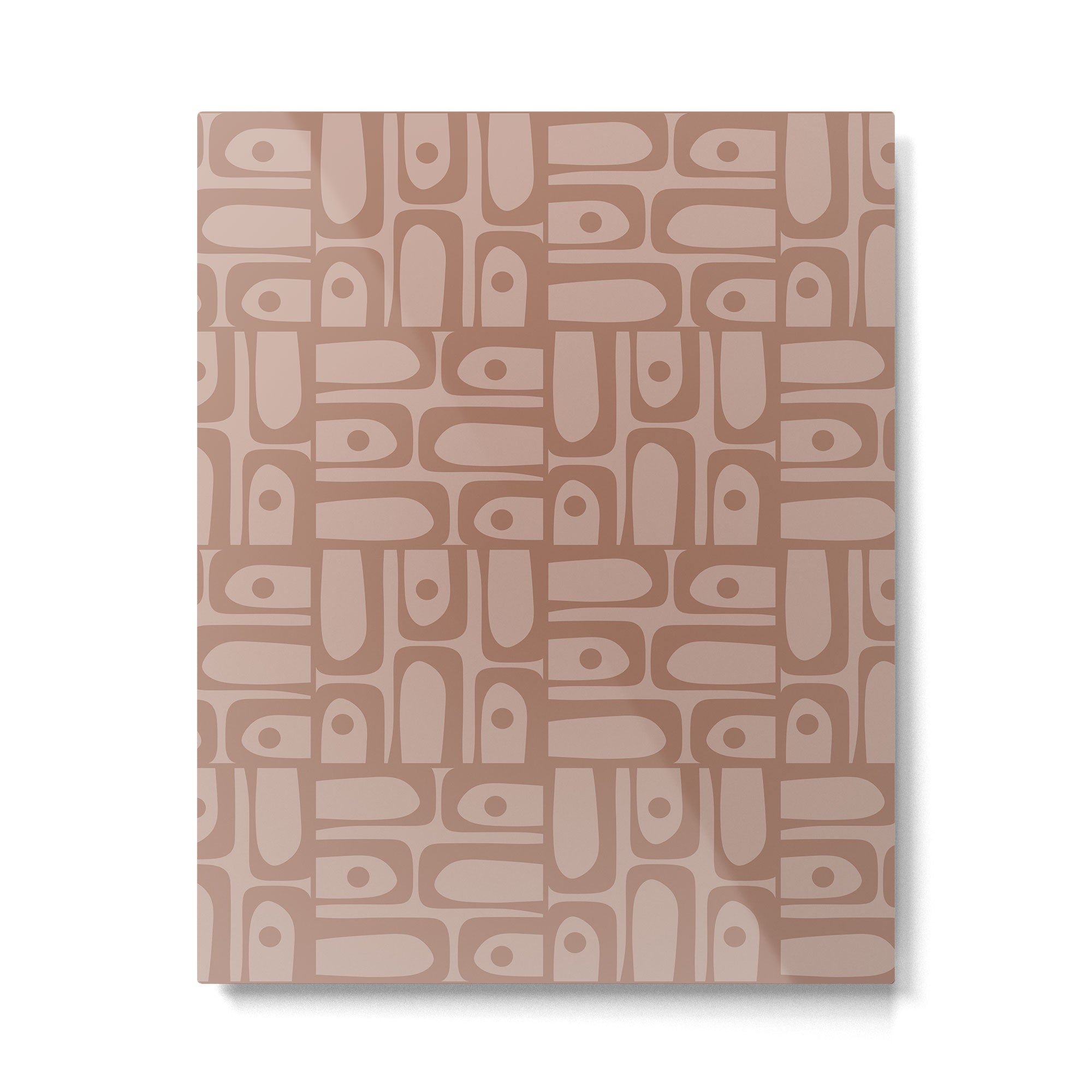 Mid Century Modern Piquet Abstract Multi Geometric Pattern in Mocha Brown Monochrome Metal Print Gallery Image 6