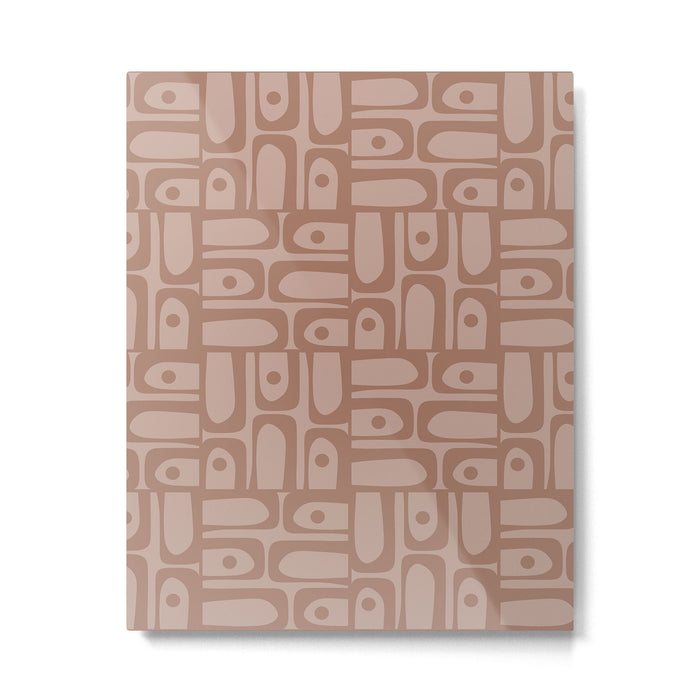 Mid Century Modern Piquet Abstract Multi Geometric Pattern in Mocha Brown Monochrome Metal Print Gallery Image 1