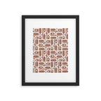 Mid Century Modern Piquet Abstract Multi Geometric Pattern in Mocha Brown Framed Art Print Gallery Image 6