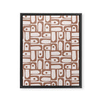 Mid Century Modern Piquet Abstract Multi Geometric Pattern in Mocha Framed Canvas Print Gallery Image 8