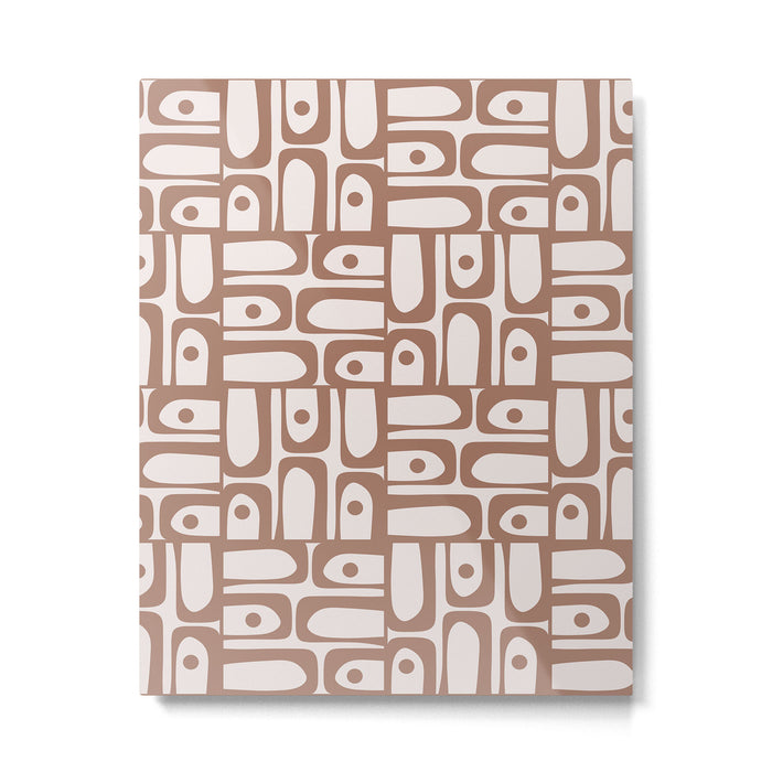Mid Century Modern Piquet Abstract Multi Geometric Pattern in Mocha Metal Print Gallery Image 1