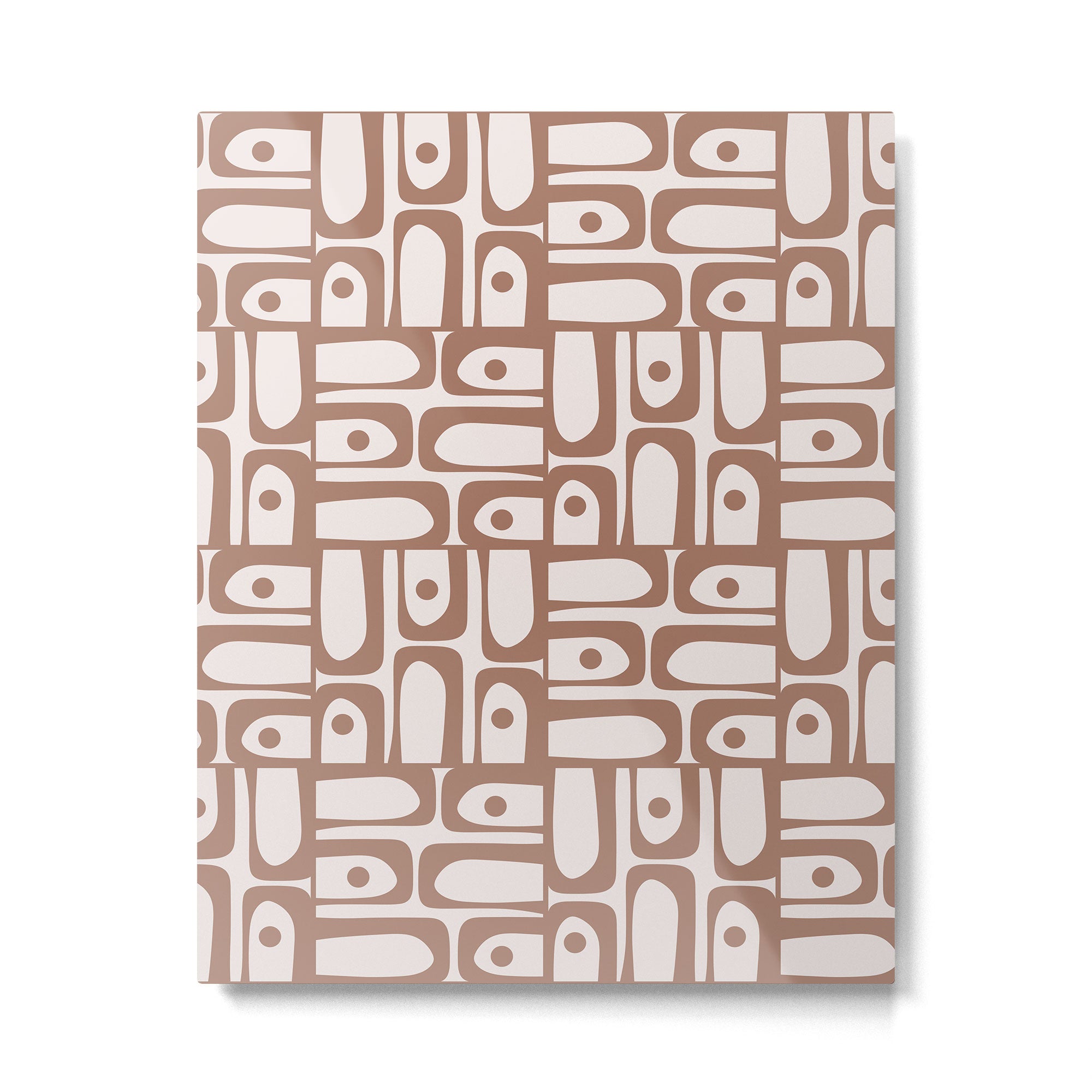 Mid Century Modern Piquet Abstract Multi Geometric Pattern in Mocha Metal Print Gallery Image 6