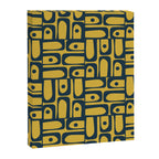 Mid Century Modern Piquet Abstract Multi Geometric Pattern in Navy Blue and Light Mustard Canvas Print Gallery Image 8
