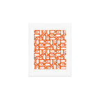 Mid Century Modern Piquet Abstract Multi Geometric Pattern in Orange and White Art Print Gallery Image 1