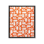 Mid Century Modern Piquet Abstract Multi Geometric Pattern in Orange and White Framed Canvas Print Gallery Image 8