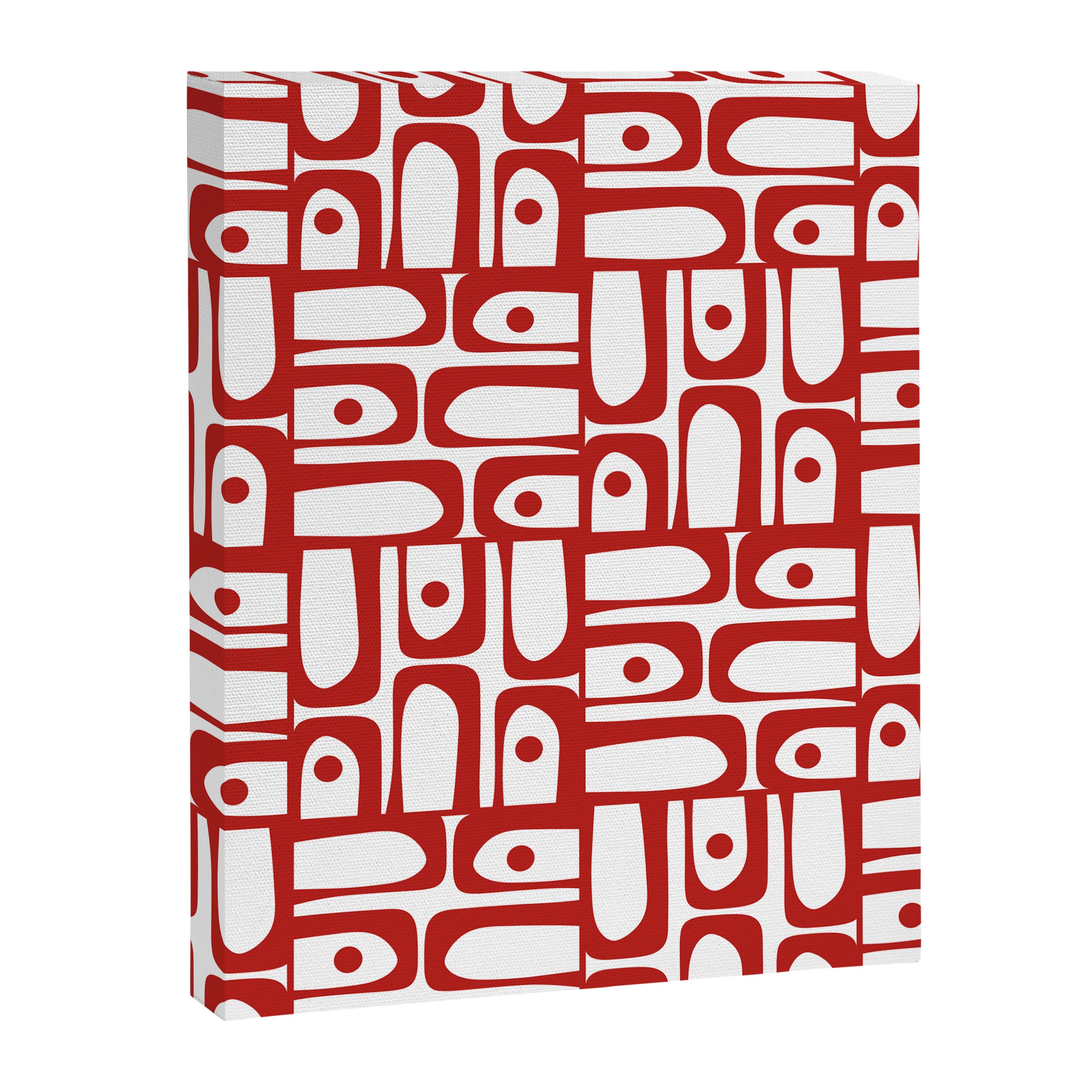 Mid Century Modern Piquet Abstract Multi Geometric Pattern in Red and White Canvas Print Gallery Image 8