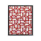 Mid Century Modern Piquet Abstract Multi Geometric Pattern in Red and White Framed Canvas Print Gallery Image 8