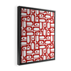 Mid Century Modern Piquet Abstract Multi Geometric Pattern in Red and White Framed Canvas Print Gallery Image 2