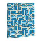 Mid Century Modern Piquet Abstract Multi Geometric Pattern in Retro Contemporary Blue and Cream Canvas Print Gallery Image 8